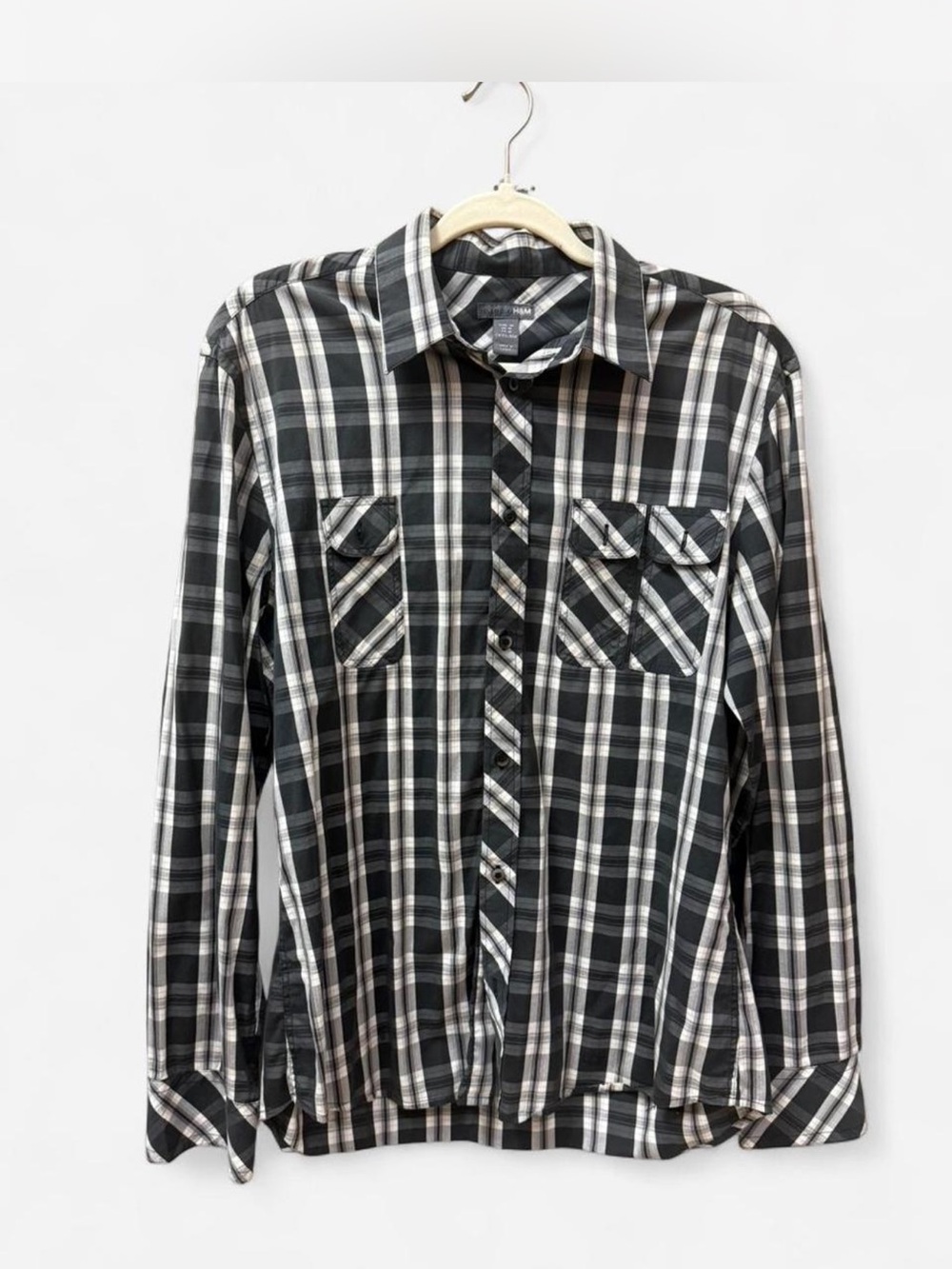 H&M Black and White Plaid Shirt